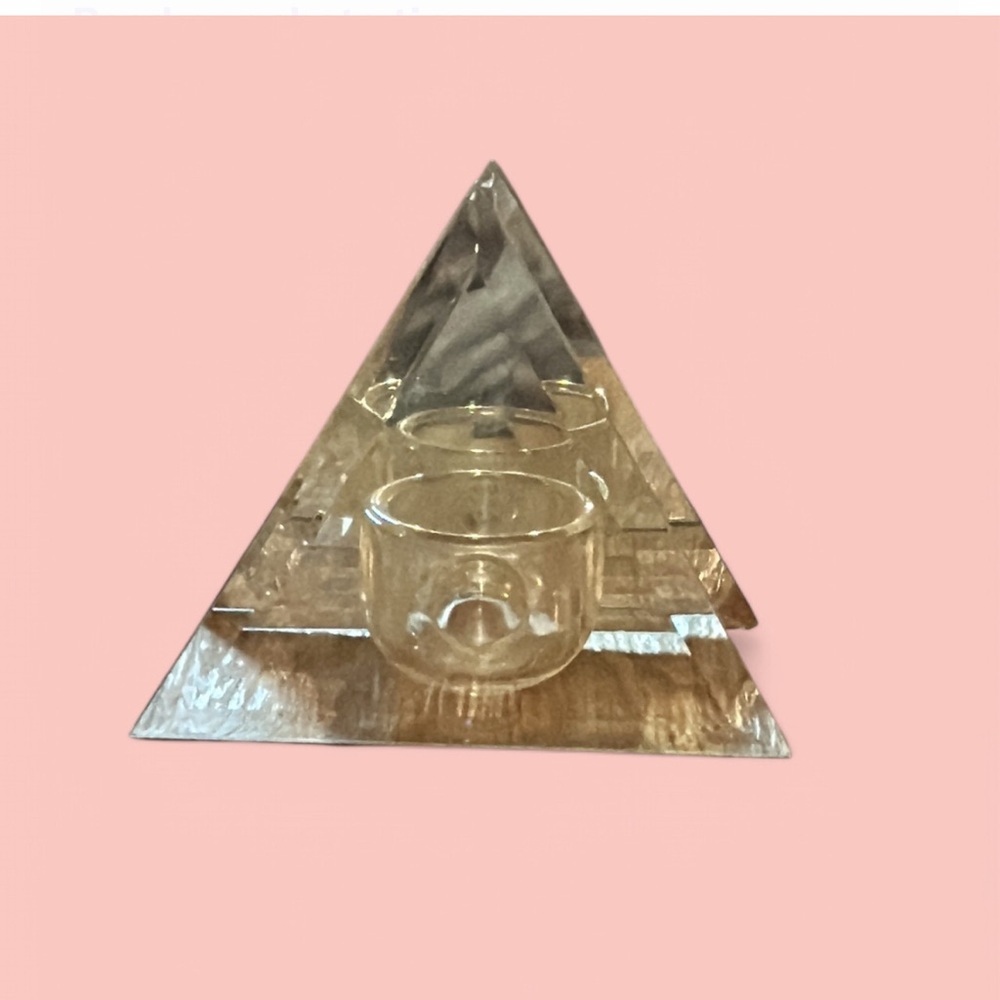 Vintage Triangle Glass Mirror Floating Candle Holder